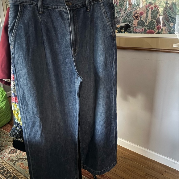 Madewell Harlow Women's Flare & Wide Leg Jeans - Dark Blue - Picture 6 of 9